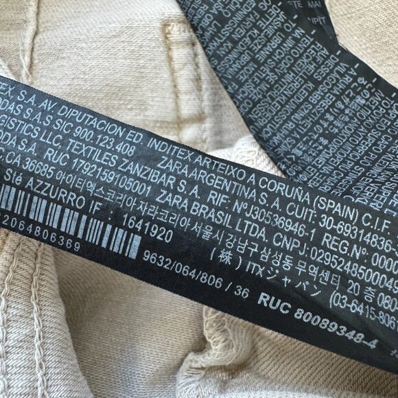 ZARA ZW Collection High Waist Marine Straight Jeans with Pockets – Beige – Size - Picture 15 of 16